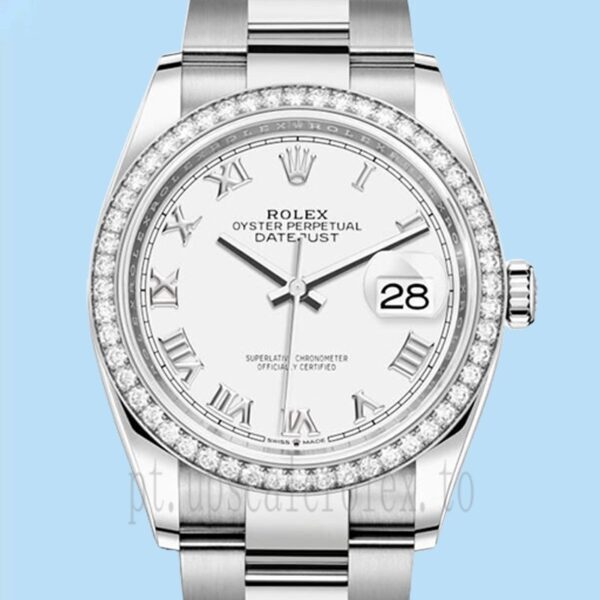 Rolex Datejust m126284rbr-0018 Senhoras 36mm Tom Prata Assistir