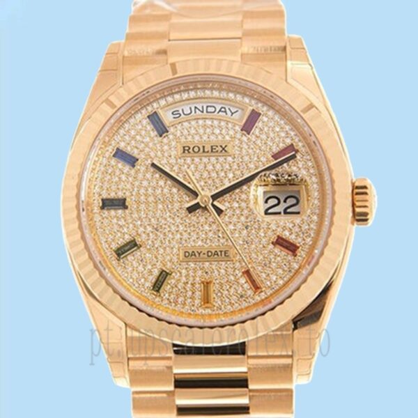 Rolex Day-date 36mm m128238-0051 Unissex Tom De Ouro Automático