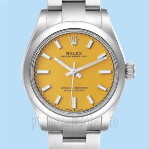 Rolex Oyster Perpetual 31mm Senhoras m277200-0005 Mostrador Amarelo Tom Prata