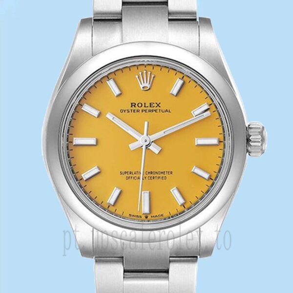 Rolex Oyster Perpetual 31mm Senhoras m277200-0005 Mostrador Amarelo Tom Prata