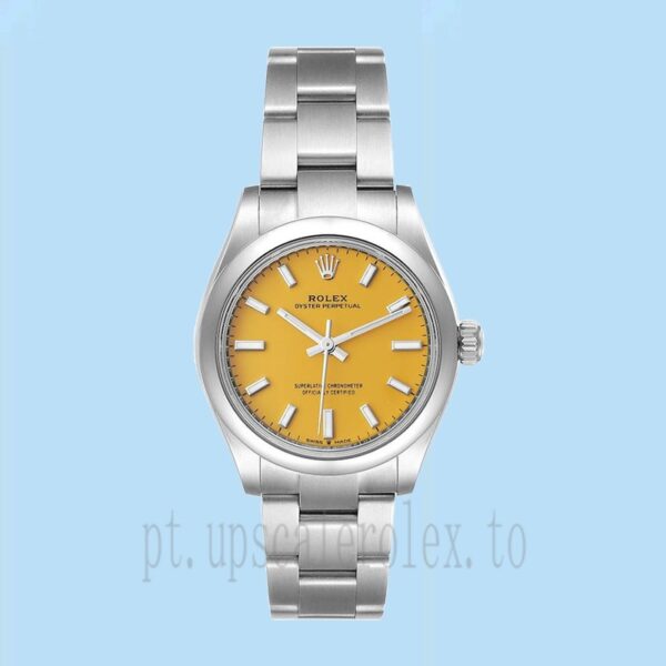 Rolex Oyster Perpetual 31mm Senhoras m277200-0005 Mostrador Amarelo Tom Prata - Image 2