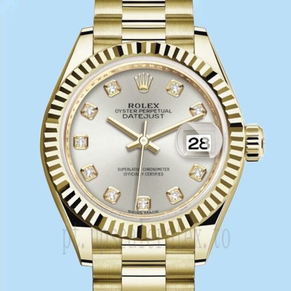 Rolex Datejust m279138rbr-0019 Senhoras 28mm Automático Mostrador Prateado