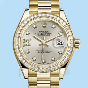 Rolex Datejust 28mm Senhoras m279138rbr-0001 Mostrador De Diamante Prateado