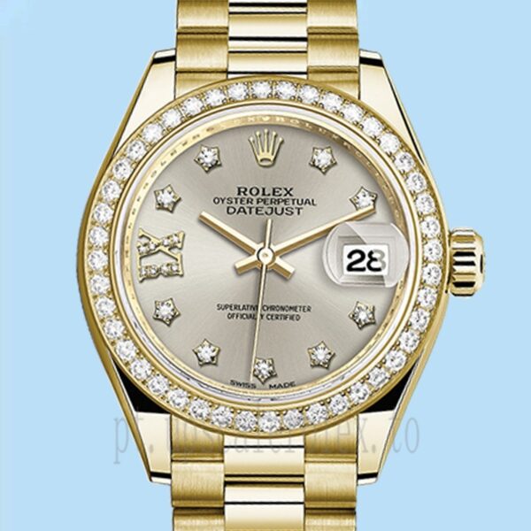 Rolex Datejust 28mm Senhoras m279138rbr-0001 Mostrador De Diamante Prateado