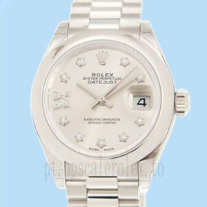 Rolex Datejust 28mm m279166-0001 Senhoras Automático Mostrador De Diamante Prateado