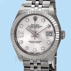 Rolex Datejust Senhoras 28mm m279174-0021 Mostrador Prateado Tom Prata