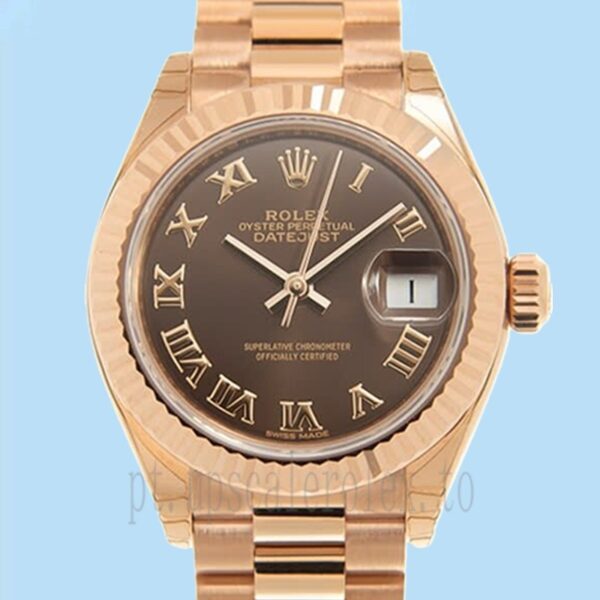Rolex Datejust 28mm m279175-0014 Senhoras Automático Tom De Ouro Rosa