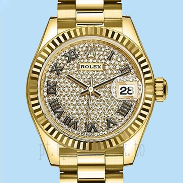 Rolex Datejust 28mm m279175-0031 Senhoras Automático Tom De Ouro