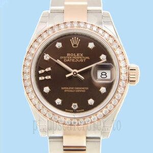 Rolex Datejust 28mm Senhoras m279381rbr-0004 Tom Prata Mostrador De Chocolate