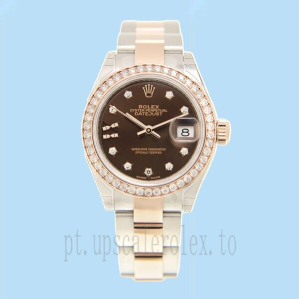 Rolex Datejust 28mm Senhoras m279381rbr-0004 Tom Prata Mostrador De Chocolate - Image 2
