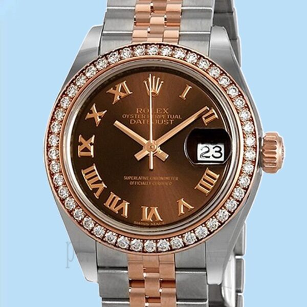 Rolex Datejust m279381rbr-0009 Senhoras 28mm Mostrador De Chocolate Tom Prata