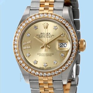 Rolex Datejust Senhoras 28mm m279383rbr-0021 Tom Prata Mostrador De Diamante Champanhe