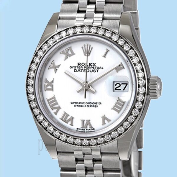 Rolex Datejust 28mm m279384rbr-0019 Senhoras Tom Prata