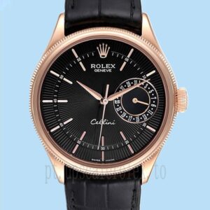 Rolex Cellini 39mm Masculino m50515-0011 Correia De Couro Mostrador Preto