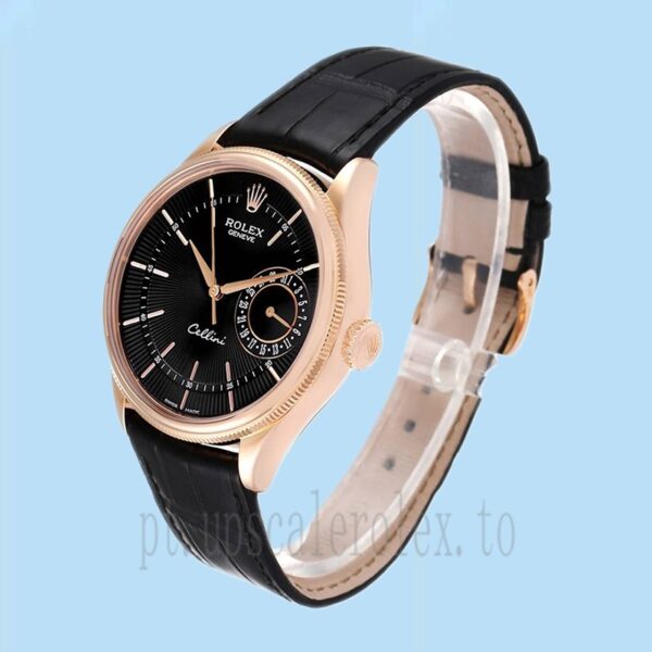Rolex Cellini 39mm Masculino m50515-0011 Correia De Couro Mostrador Preto - Image 3