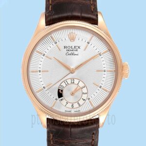 Rolex Cellini Masculino m50525-0008 39mm Tom De Ouro Rosa Correia De Couro