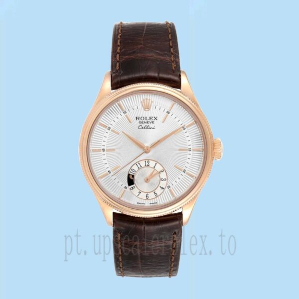 Rolex Cellini Masculino m50525-0008 39mm Tom De Ouro Rosa Correia De Couro - Image 2