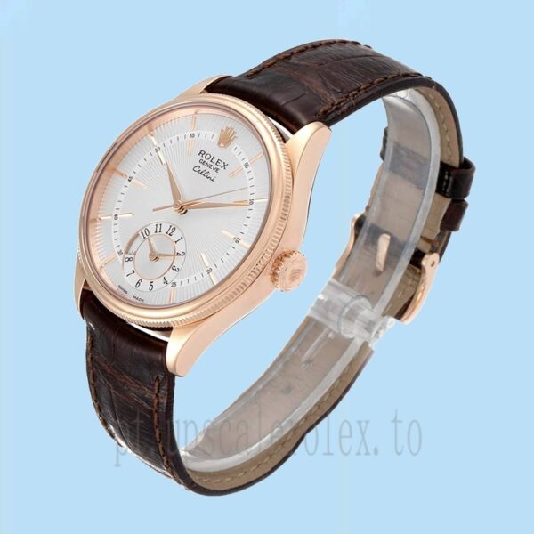 Rolex Cellini Masculino m50525-0008 39mm Tom De Ouro Rosa Correia De Couro - Image 3