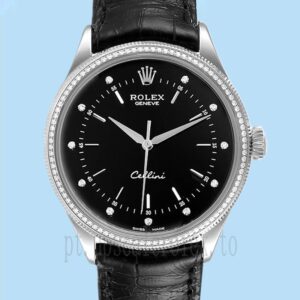 Rolex Cellini Masculino m50609rbr-0007 39mm Mostrador Preto Tom Prata