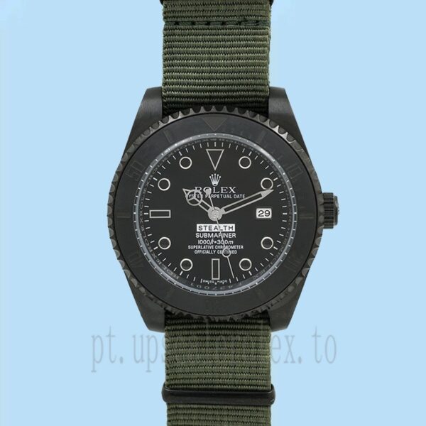 Rolex Submariner Stealth Masculino 40mm Correia De Nylon Mostrador Preto - Image 2