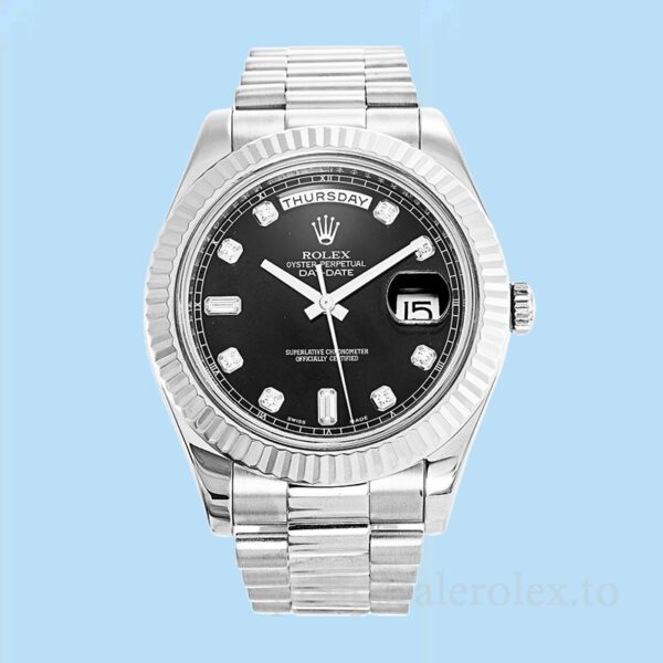 Rolex Day-Date 218239 Masculino 41mm Mostrador Preto Pulseira Presidente - Image 2