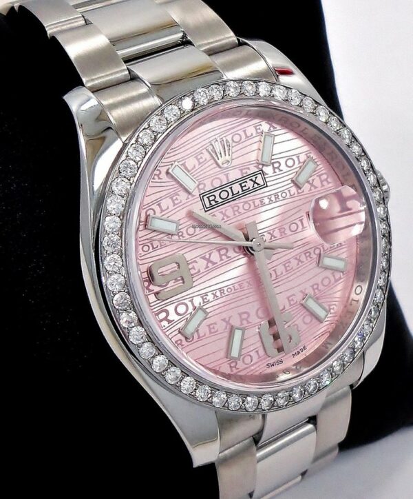 Réplica Rolex Datejust Swiss 36mm Oyster Diamond Bezel Rosa Mostrador 116200 Mint