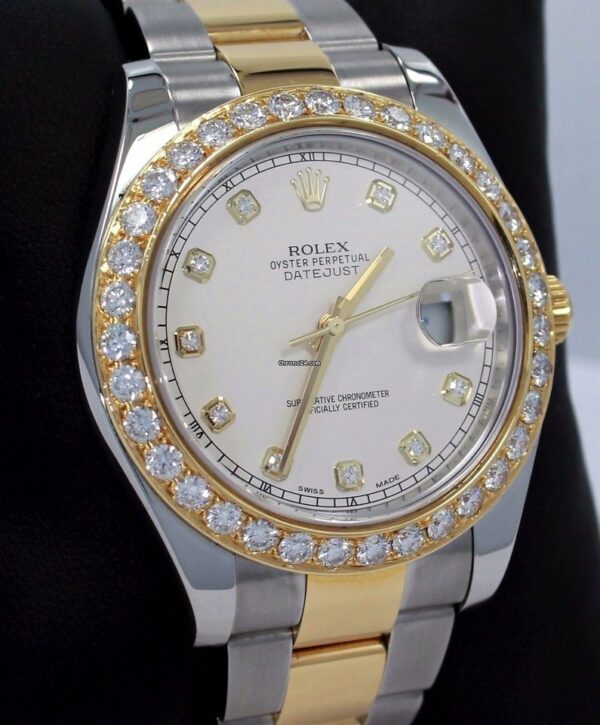 Compre Rolex Datejust Ii falso 116333 18k SS 3.25ct moldura em ouro amarelo cravejado de diamantes