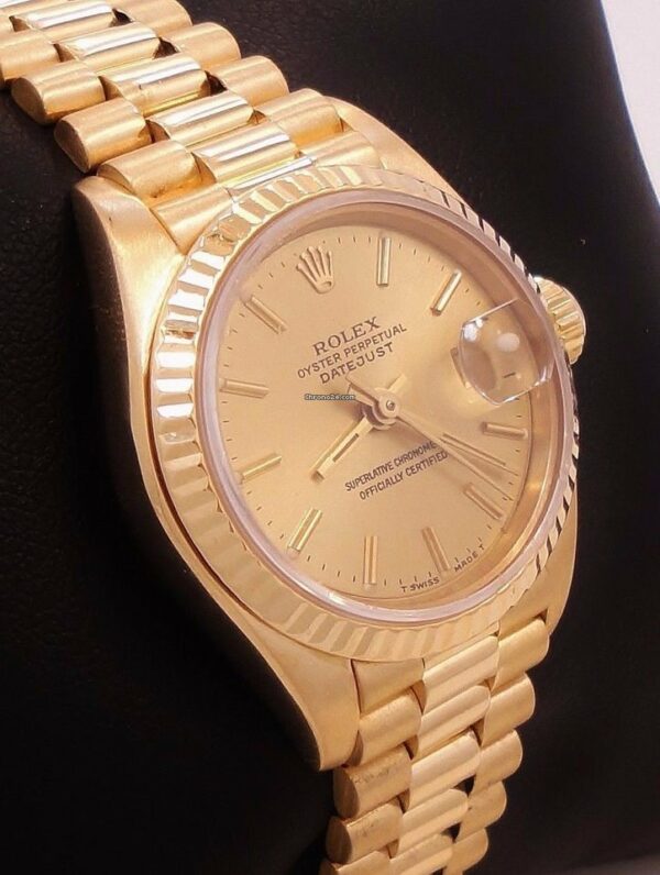 Réplica de qualidade Rolex President 69178 bastões de ouro amarelo 18k com mostrador feminino