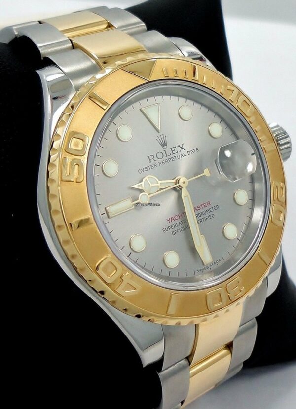 Relógio falso Rolex Yacht-master 16623 dois tons de ouro amarelo 18k e prata ss mostrador