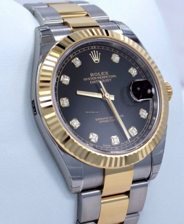 Réplica Rolex Datejust Swiss 41mm 126333 Oyster Ouro Amarelo 18k / Mostrador Diamante SS