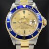 Réplica Suíça Rolex Submariner 16613 Ouro 18k Y/ss Azul Safiras Mostrador Diamantes