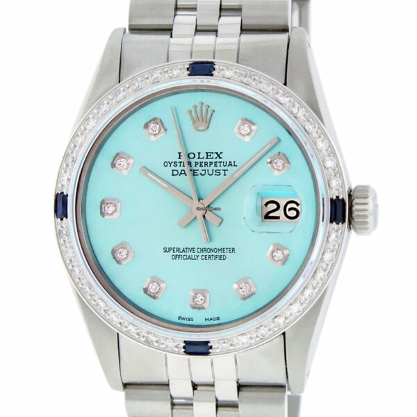 Réplica barata de relógio masculino Rolex Datejust em aço e ouro branco 18k com diamante azul