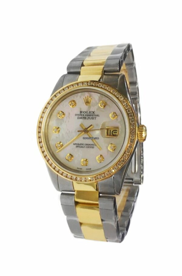 Luxo Réplica Rolex Datejust Dois Tons Mop Mostrador Diamante
