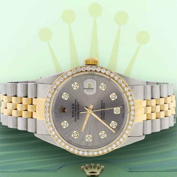 Réplica de qualidade Rolex Datejust 2 tons de aço dourado 36mm relógio jubileu ródio mostrador diamante moldura