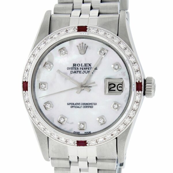 Compre um Rolex Mens Watch Datejust falso em aço e mostrador em ouro branco 18k com diamantes de 1,10 quilates