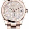 Relógio falsificado Rolex Datejust 31mm Ouro Everose 278245 Pavimentado com Diamantes Oyster