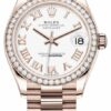 Rolex Datejust 31mm Everose Gold 278285rbr Roman President Relógio Branco