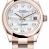 Réplica Rolex Datejust Swiss 31mm Everose Gold 278245 Mop Diamond Oyster