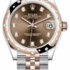 Relógio Rolex Datejust falso 31mm aço inoxidável e ouro rosa 278341RBR chocolate jubileu de diamante