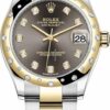 Réplica de luxo Rolex Datejust 31mm aço inoxidável e ouro amarelo 278343rbr cinza diamante ostra