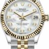 Relógio Rolex Datejust 31mm falso em aço inoxidável e ouro amarelo 278273 Mop Jubileu de diamante