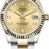 Relógio falso Rolex Datejust 31mm aço inoxidável e ouro amarelo 278273 champanhe diamante ostra relógio