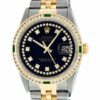 Réplica de relógio Rolex Datejust suíço para homens em aço – mostrador em ouro 18k com diamantes pretos esmeralda