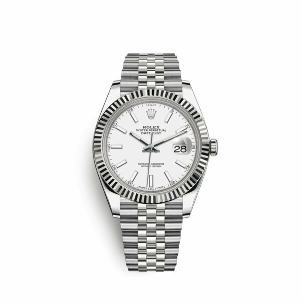 Melhor Réplica Rolex Datejust 41 Relógio Masculino 41mm Aço Inoxidável e Ouro Branco 18K 126334-0010