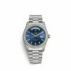 Réplica Rolex Swiss Day-date 36 36mm 18K Ouro Branco 118389-0108 Relógio Masculino