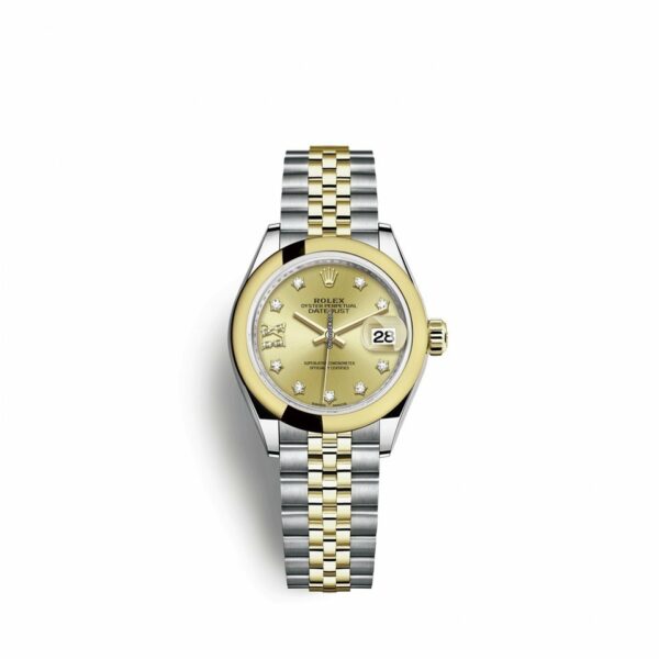 Relógio Feminino Rolex Lady-datejust 28 falso 28mm aço inoxidável e ouro amarelo 18k 279163-0022