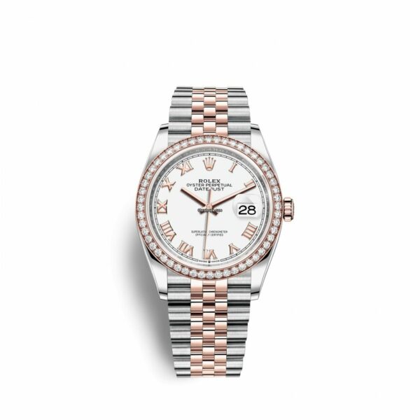 Réplica de luxo Rolex Datejust 36 aço inoxidável e relógio de ouro Everose 36mm 126281rbr-0003 tamanho médio