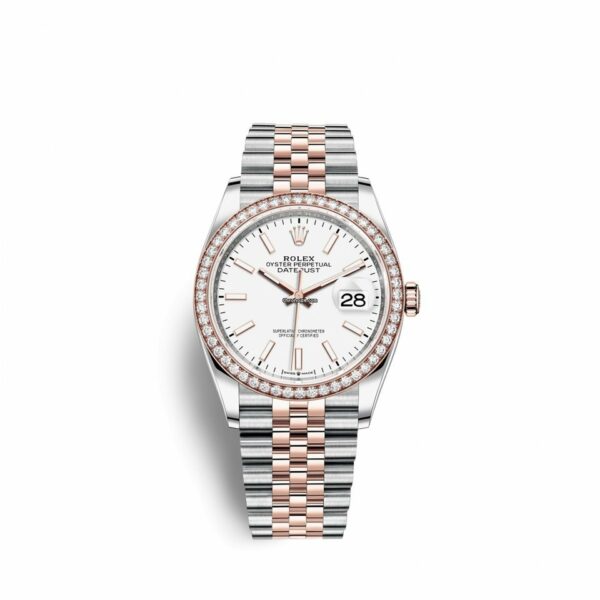Relógio falso Rolex Datejust 36 Everose aço inoxidável e ouro 36mm 126281rbr-0005 tamanho médio