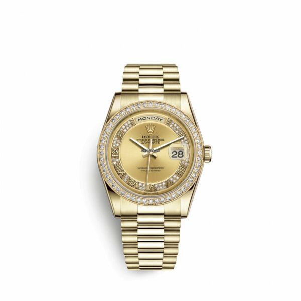 Réplica de luxo Rolex Day-date 36 36mm 18K ouro amarelo 118348-0071 relógio masculino