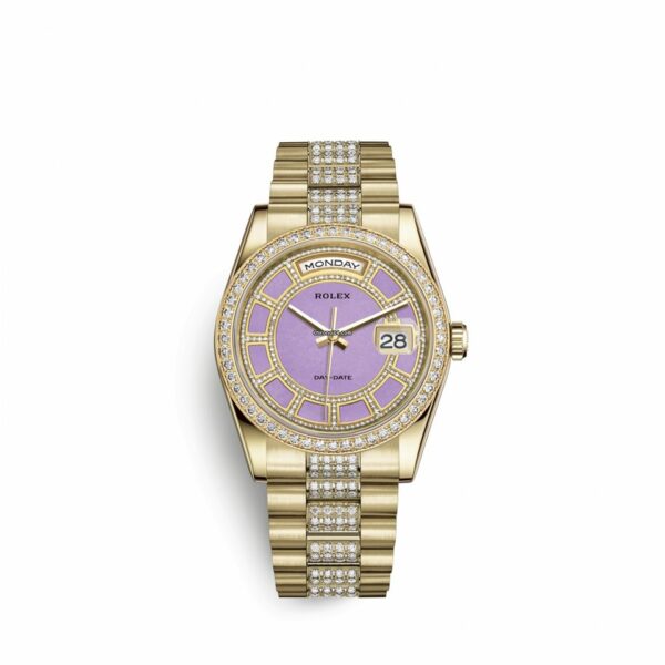 Réplica de luxo Rolex Day-date 36 36mm 18K ouro amarelo 118348-0195 relógio masculino
